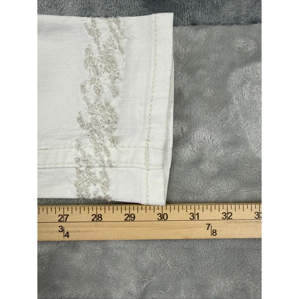 Miss Me White Skinny Jeans Womens 28 Signature Cuffed Rhinestone Distressed
